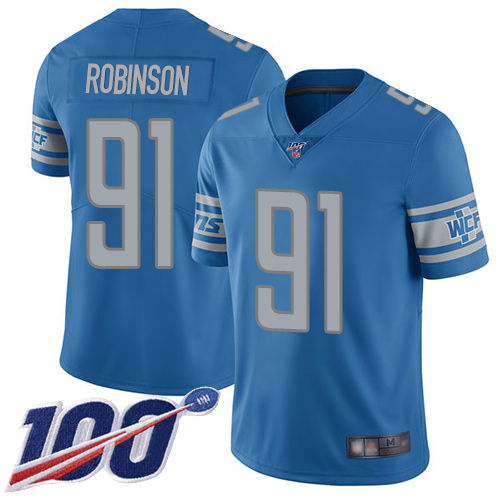 Detroit Lions Limited Blue Men Ahawn Robinson Home Jersey NFL Football #91 100th Season Vapor Untouchable->detroit lions->NFL Jersey